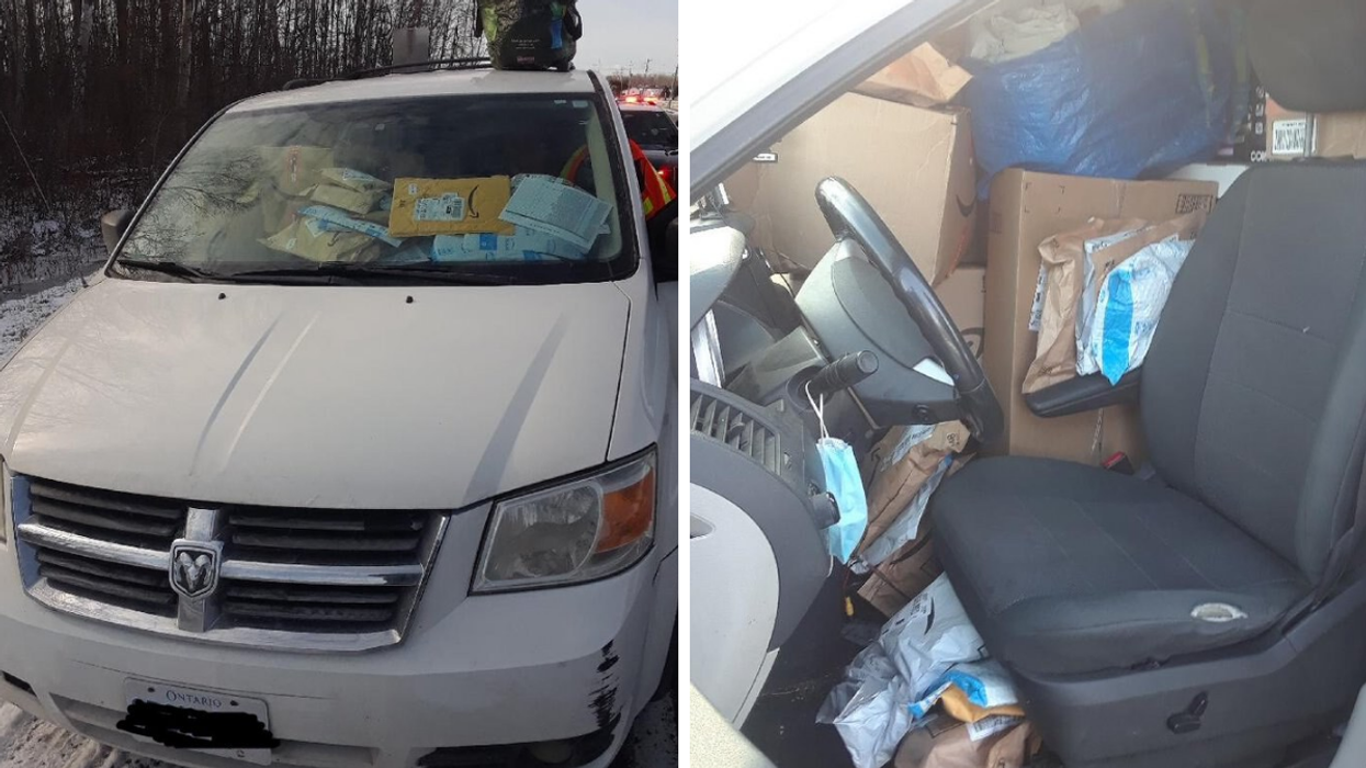 Ontario Driver Stopped Because Their Car Was Absolutely Packed With Amazon Boxes (PHOTOS)