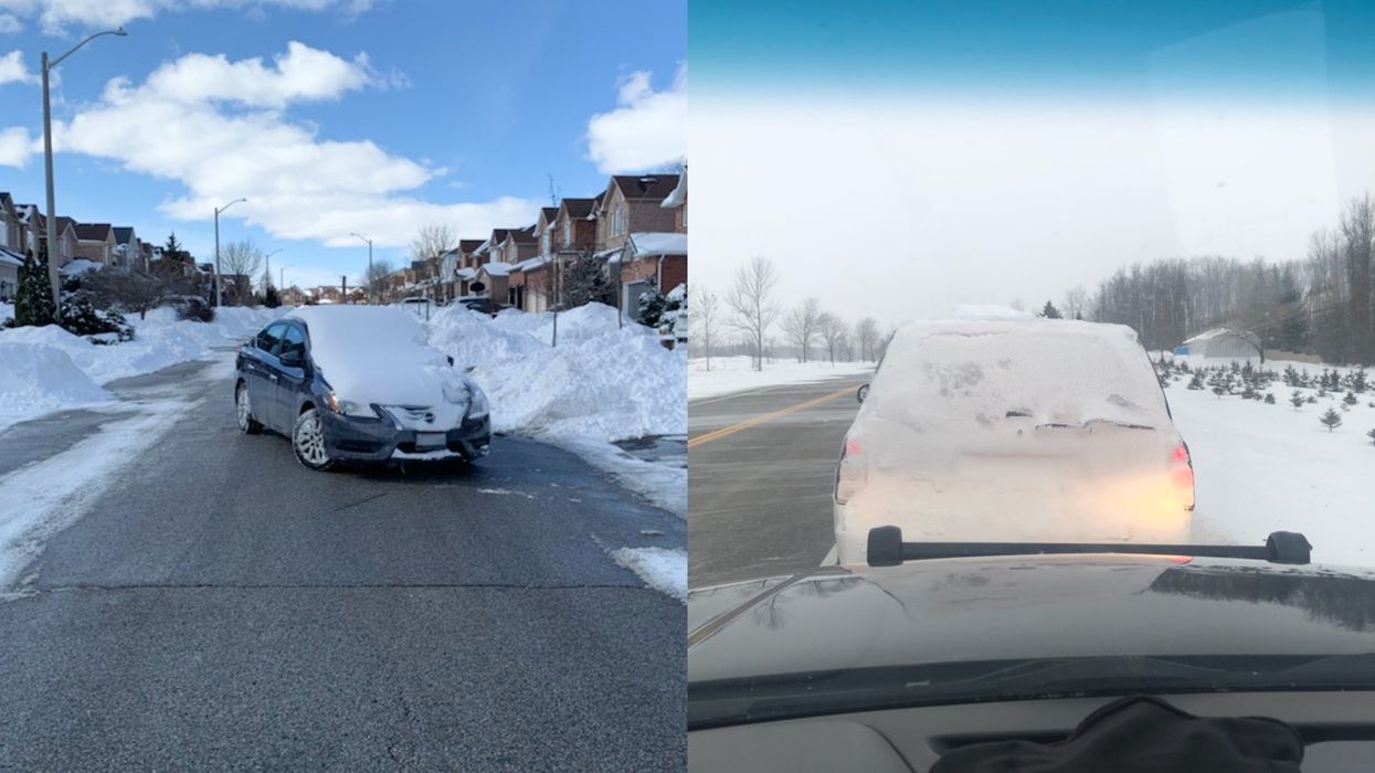 Ontario Drivers Keep Driving With Snow-Covered Windshields