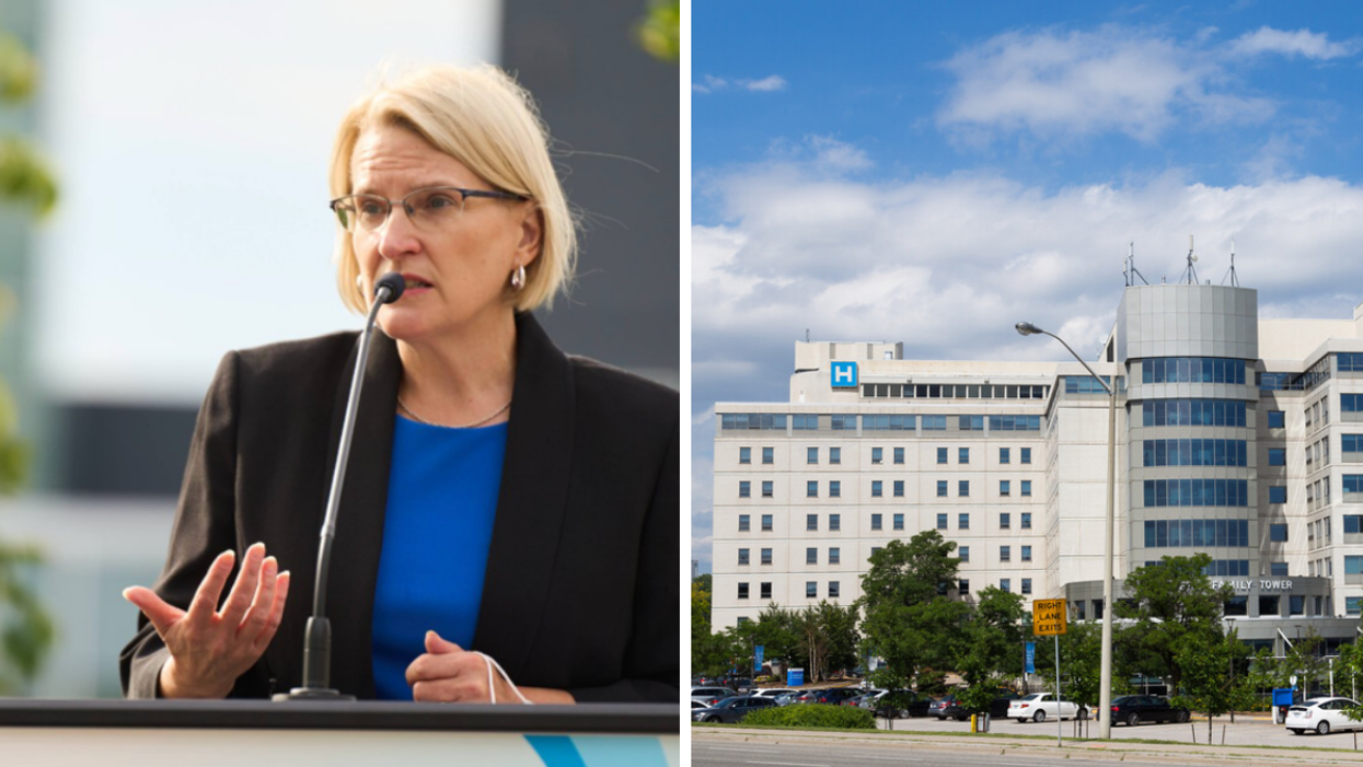 Ontario Health minister Sylvia Jones. Right: North York General Hospital.