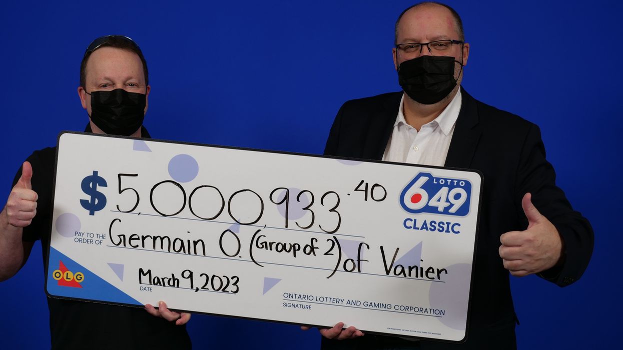 Ontario lottery winners, Germain Ouellette of Vanier, Ontario and Marc Lafleur of Gatineau, Quebec.