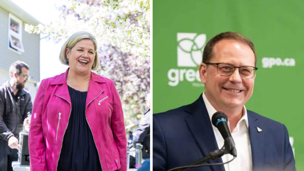 Ontario NDP leader Andrea Horwath. Right: Green Party of Ontario leader Mike Schreiner.