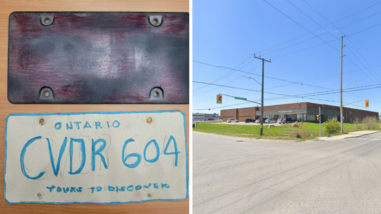 Ontario Police Caught A Driver With A Hand Drawn Licence Plate & It's Pretty Jokes