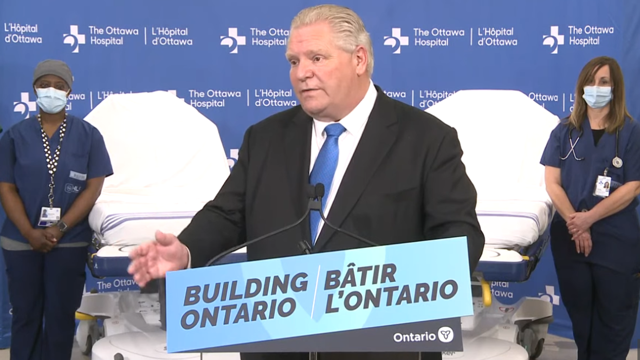 Ontario Premier Doug Ford at the Ottawa Hospital during a conference.