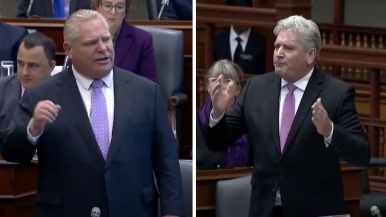 Ontario Premier Doug Ford. Right: Liberal MPP John Fraser.
