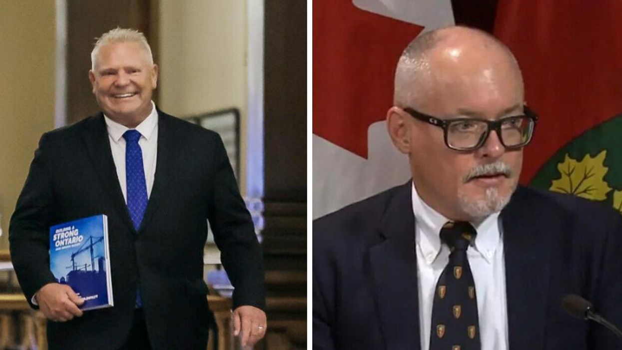 Ontario Premier Doug Ford. Right: Ontario Chief Medical Officer of Health, Dr. Kieran Moore.