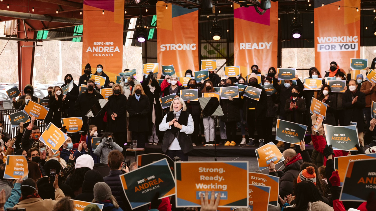 Ontario's NDP leader Andrea Horwath at a campaign rally.