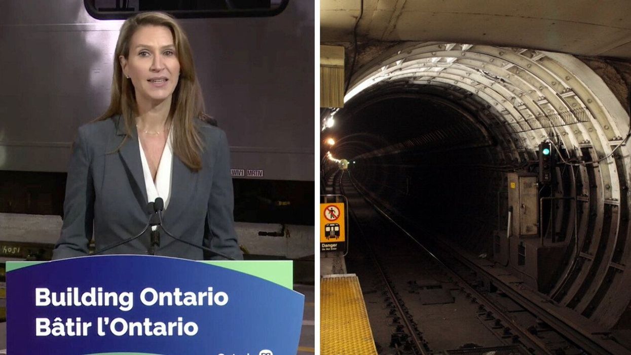 Ontario Transportation Minister Caroline Mulroney. Right: A TTC Subway tunnel.