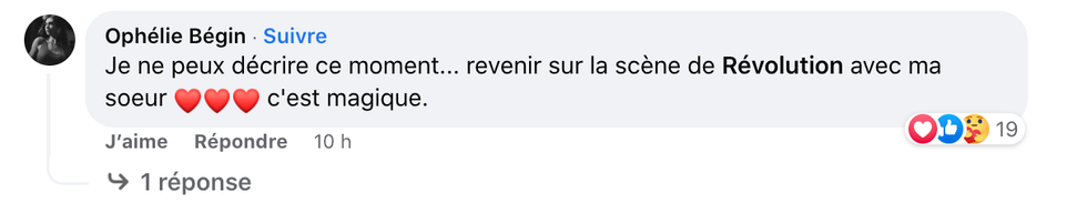 Oph\u00e9lie B\u00e9gin commente sa participation \u00e0 R\u00e9volution.