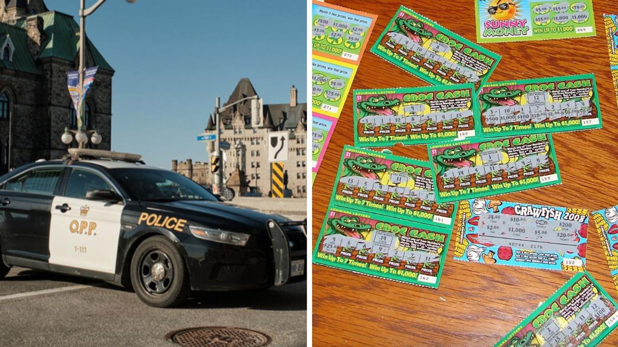 OPP vehicle. Right: scratch and win tickets.