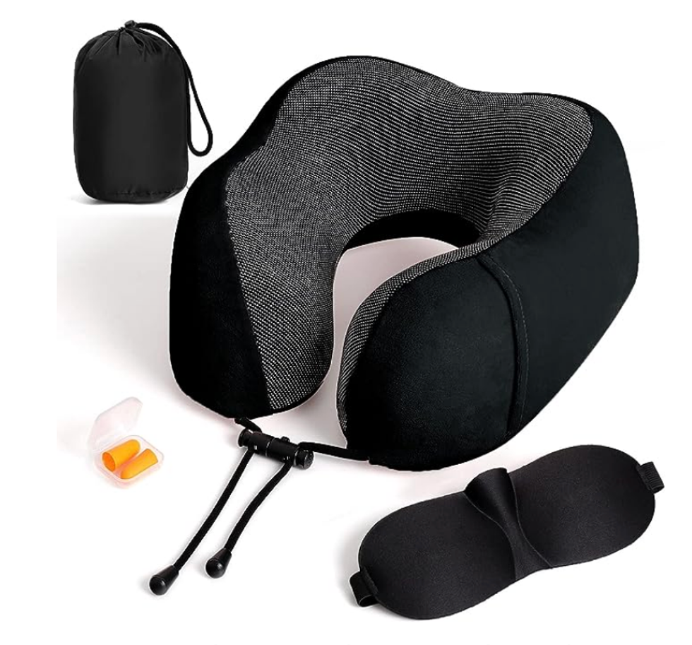 Oreiller de voyage 100 % pure mousse \u00e0 m\u00e9moire de forme.