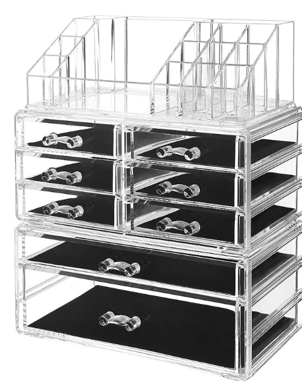 Organiseur de maquillage avec huit tiroirs.