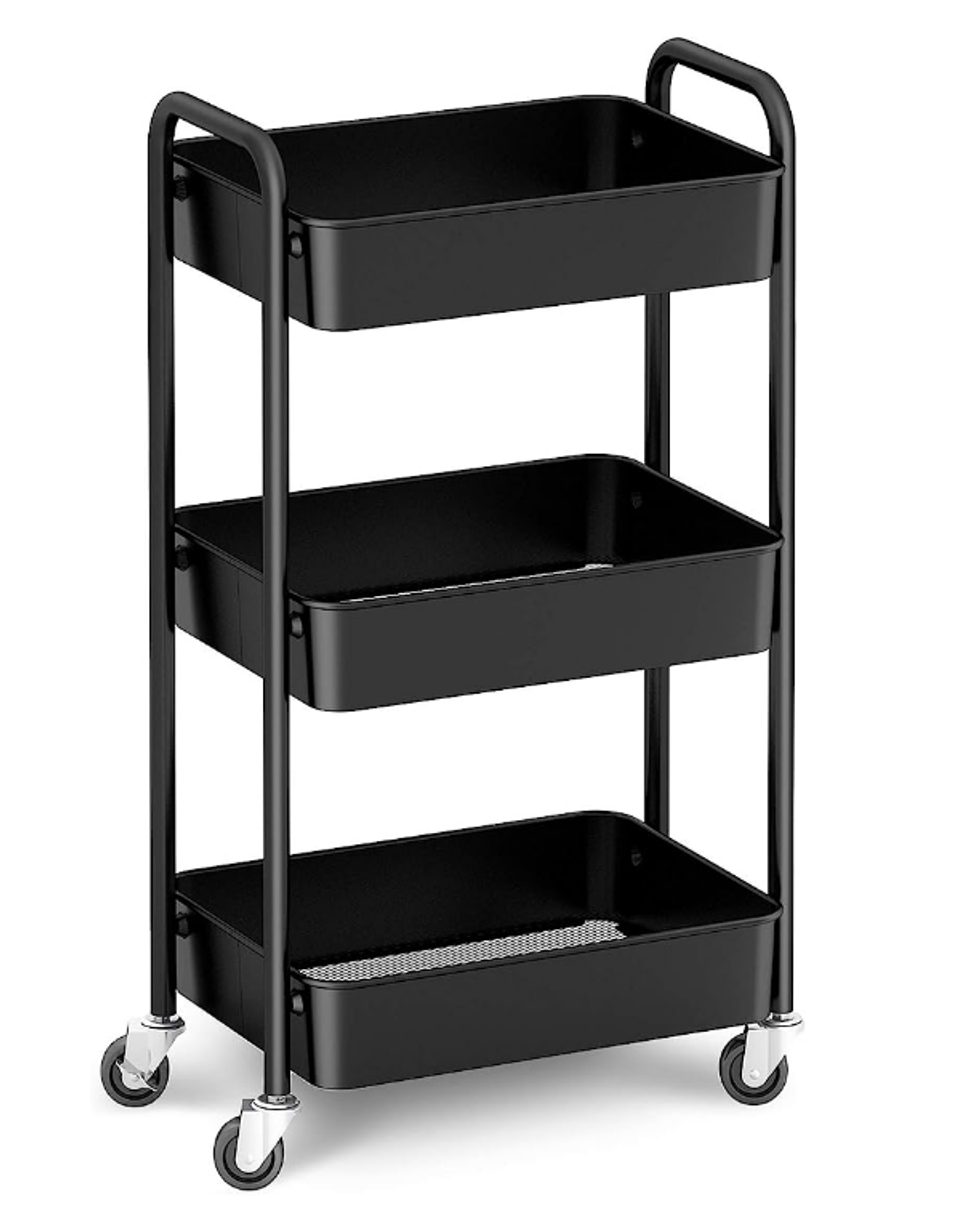 Organiseur de rangement \u00e0 roulettes.