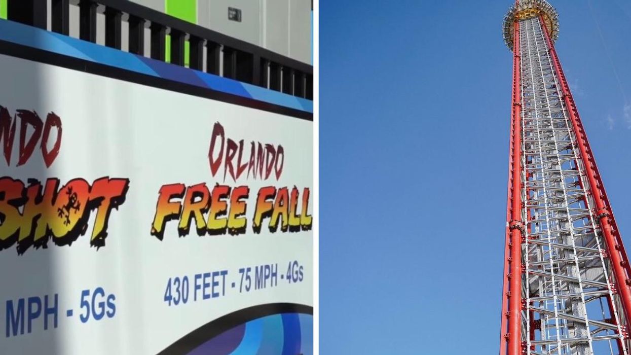 Orlando Free Fall Sign. Right: Orlando Free Fall.