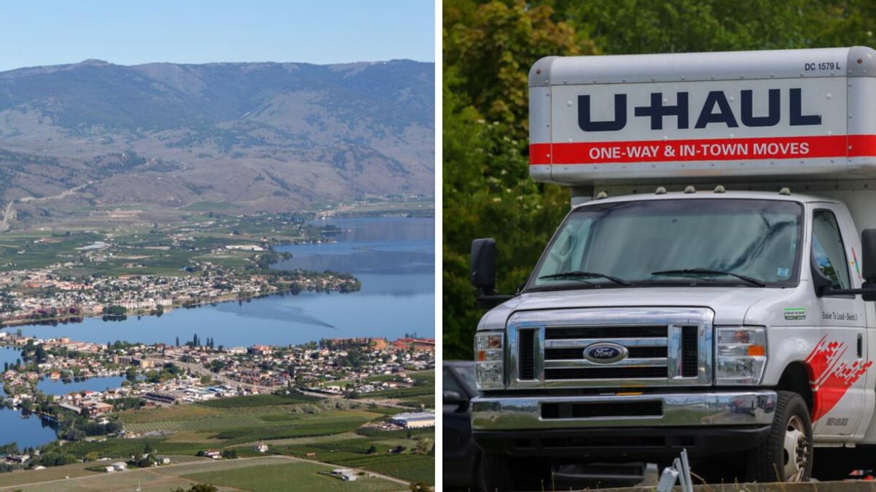 Osoyoos, B.C. Right: A U-Haul truck.