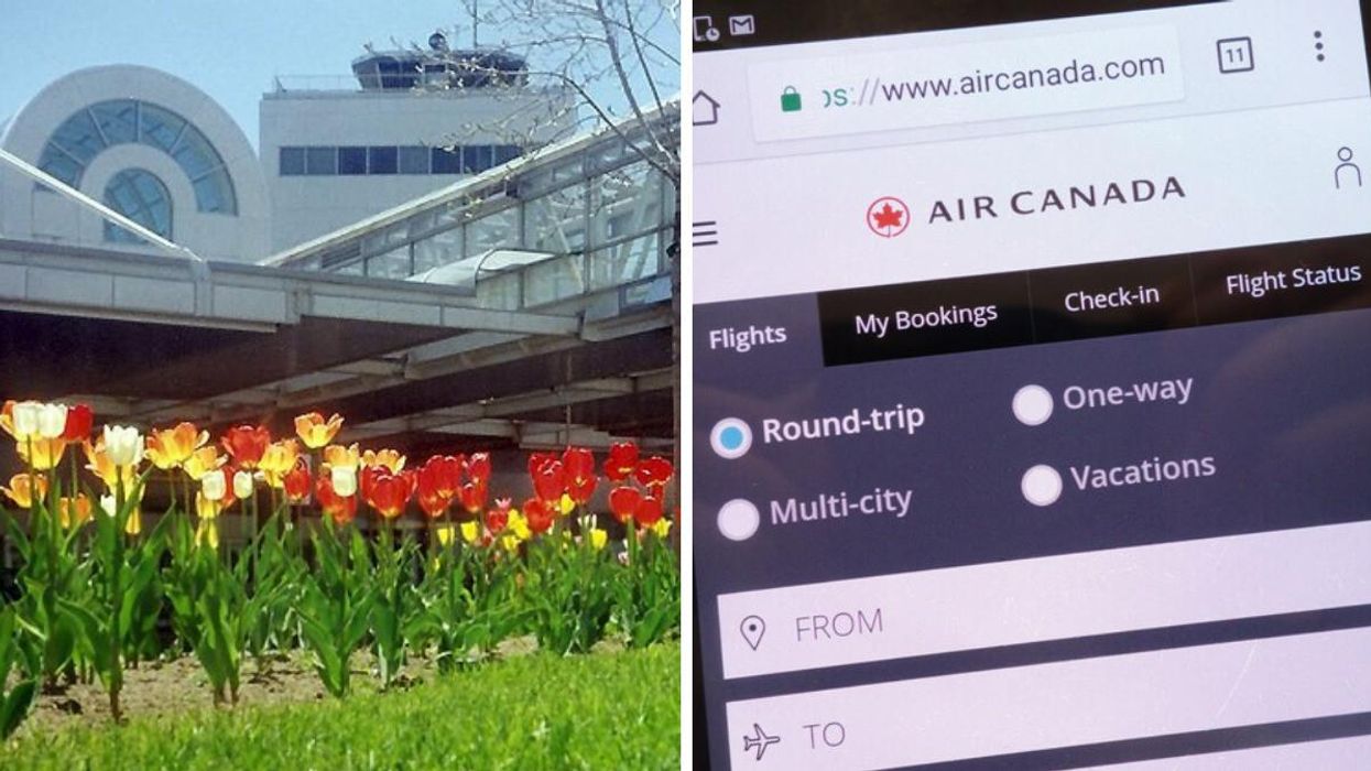 Ottawa International Airport. Right: Air Canada Bookings.