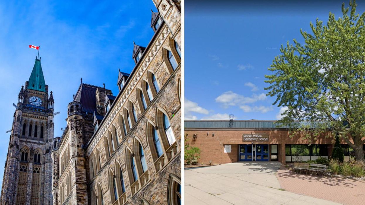 Ottawa Parliament. Right: Cairine Wilson Secondary School.
