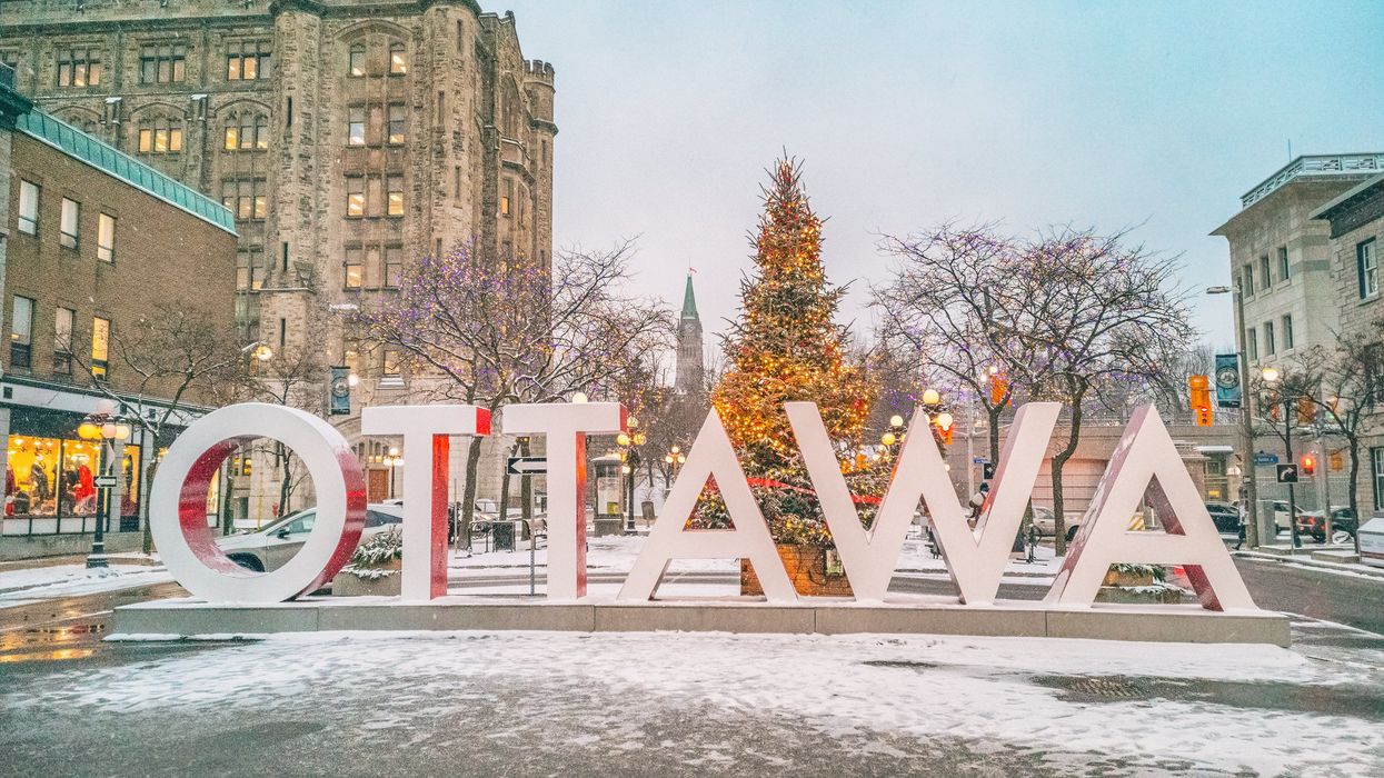 Ottawa sign in the ByWard Market during the holiday season.