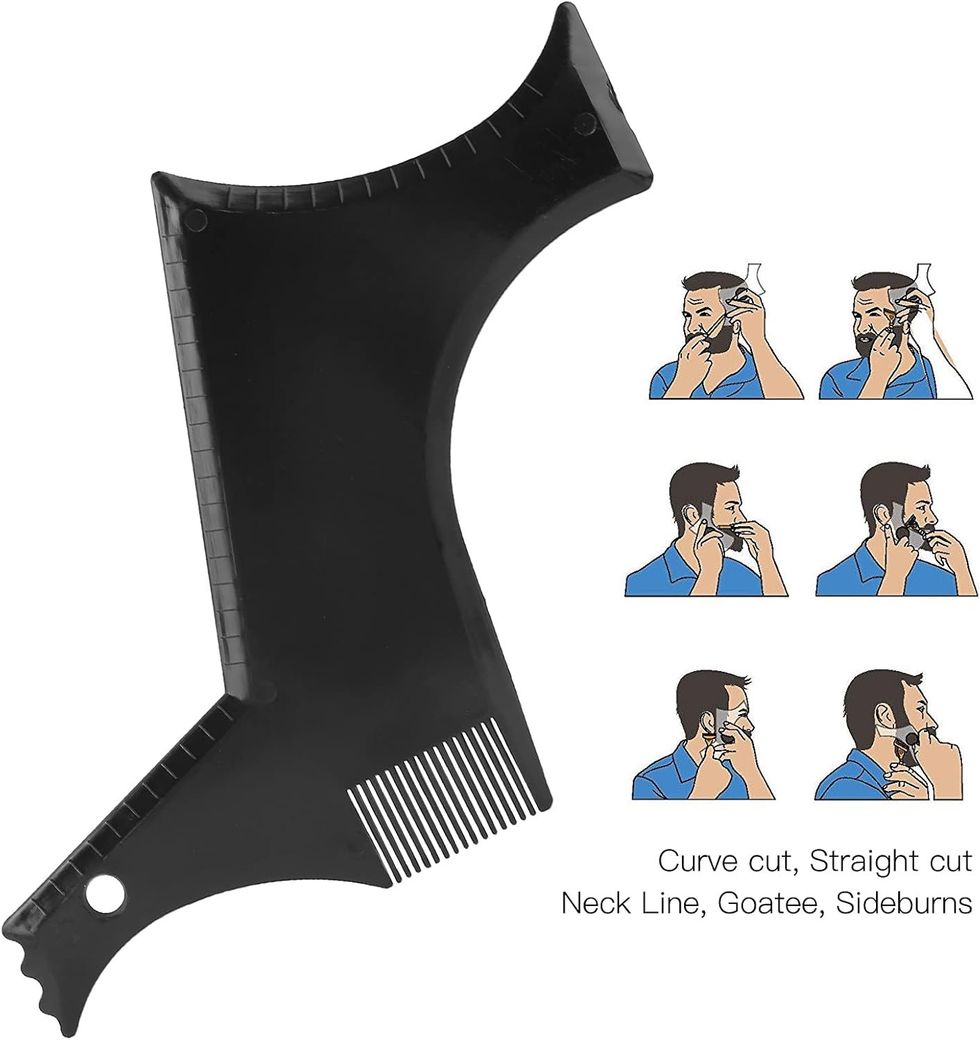 Outils de fa\u00e7onnage de barbe noir en plastique.