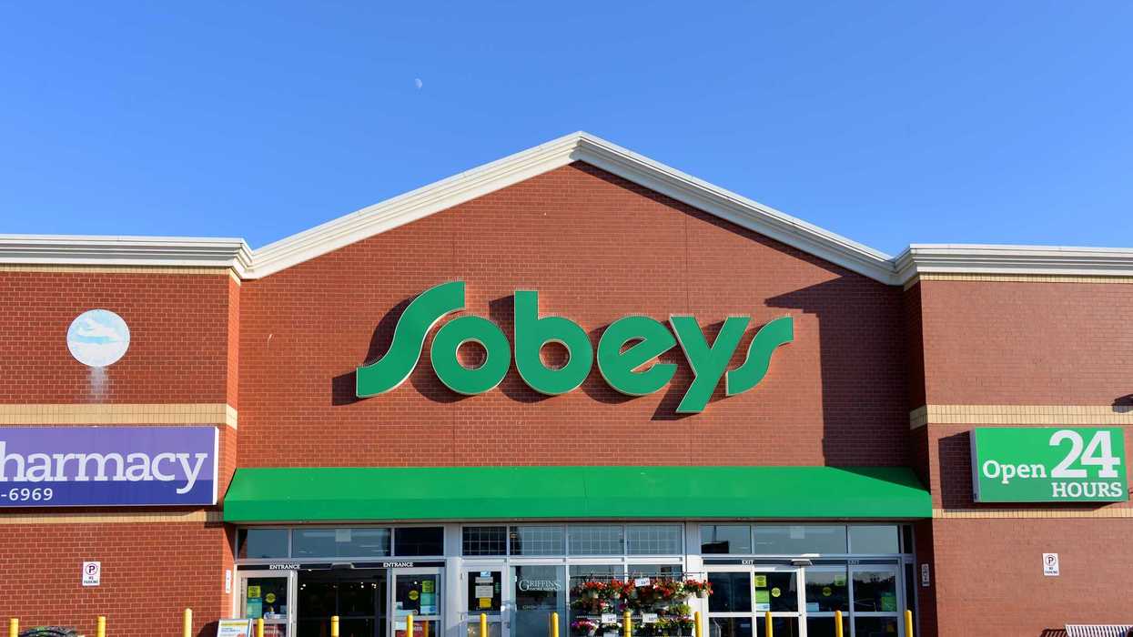 Outside a large Sobeys supermarket.