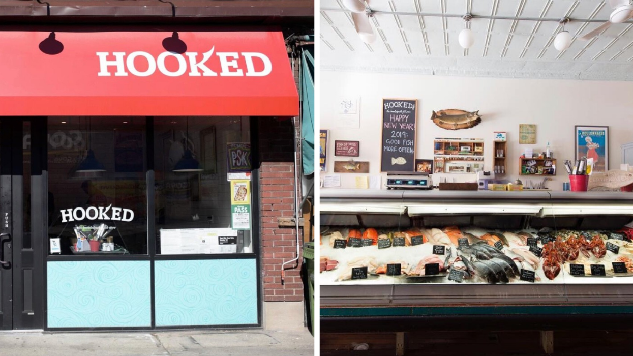 Outside of a Hooked store in Toronto. Right: Inside of a Hooked store in Toronto.