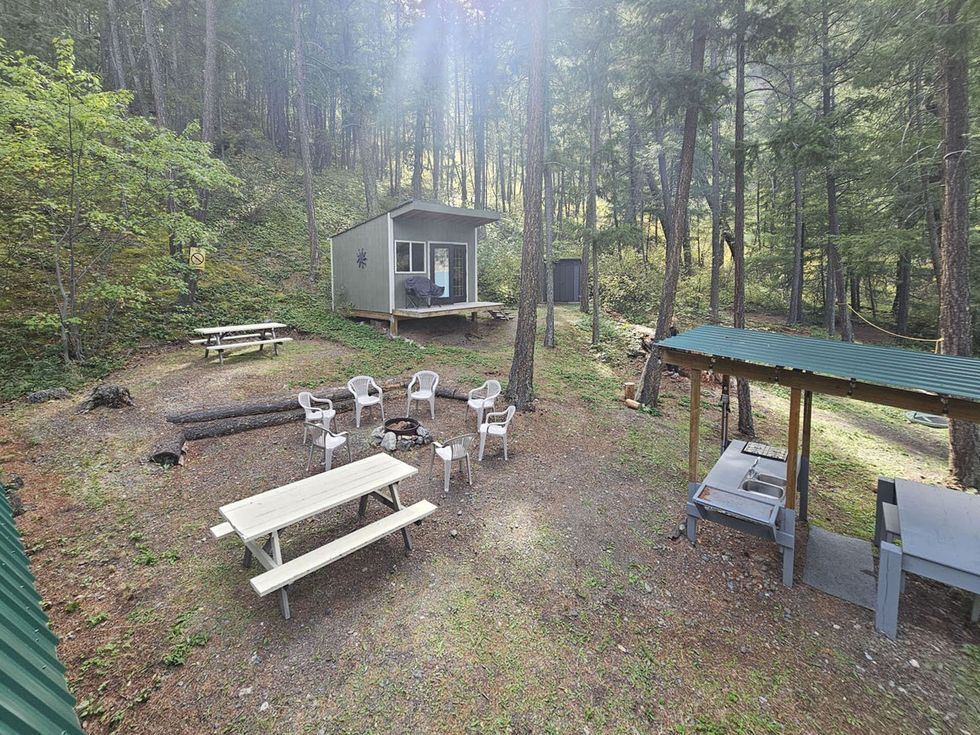 Outside of the cabin.