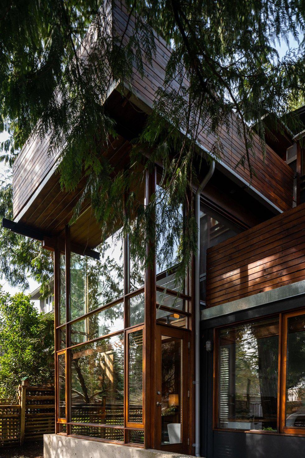 Outside of the house.