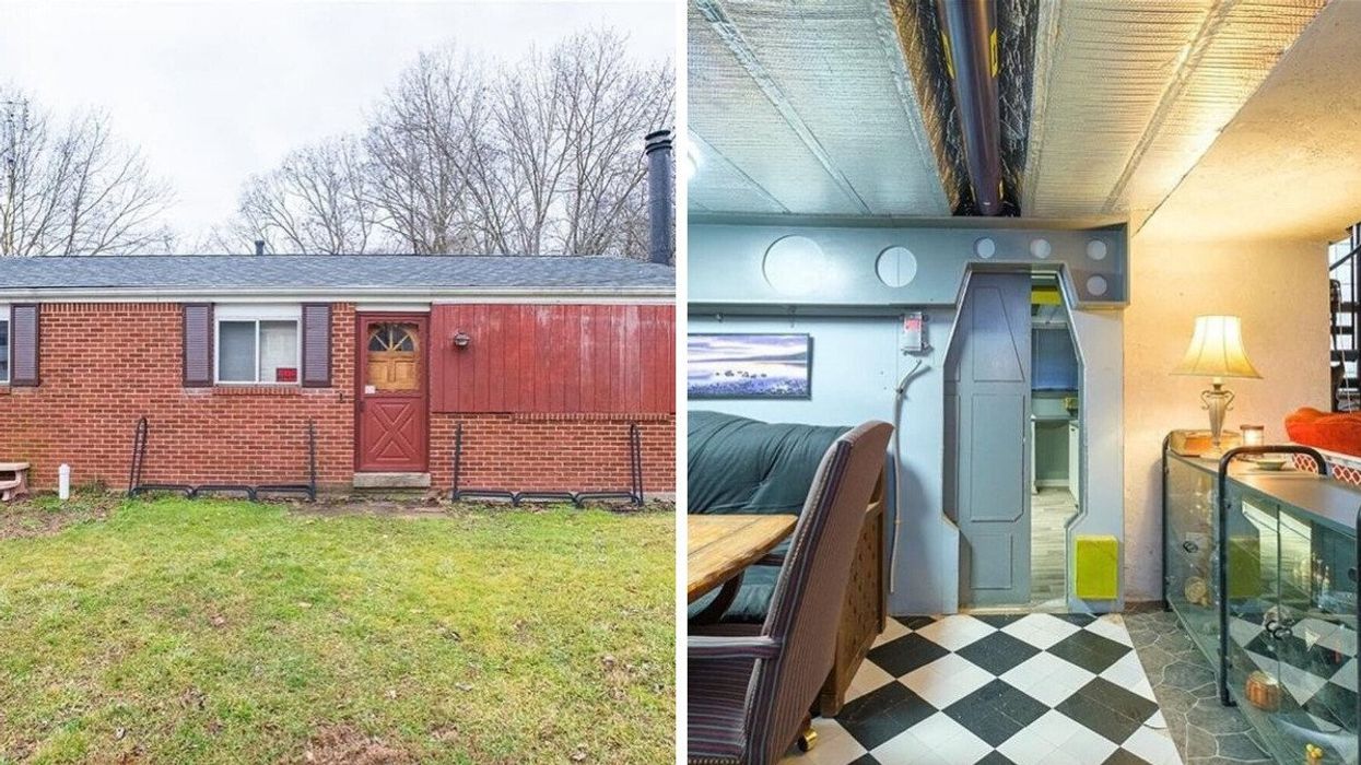 Outside of the Pittsburgh, PA, home. Right: Inside the dining room area of the Pittsburgh house for sale.