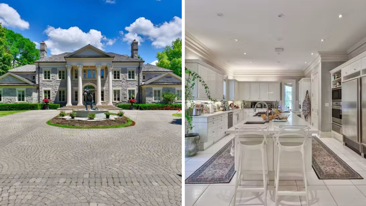 Outside Regina George's Mansion from "Mean Girls". Right: The Toronto mansion's kitchen.