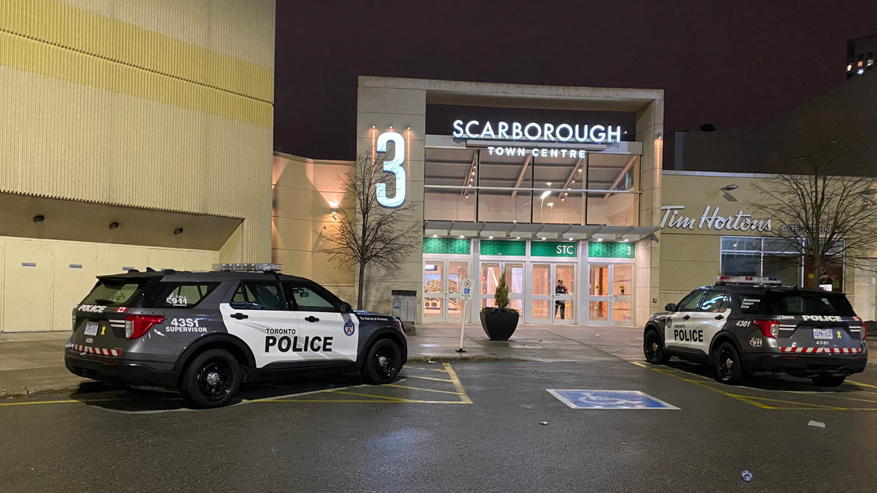 Outside Scarborough Town Centre mall on April 26.