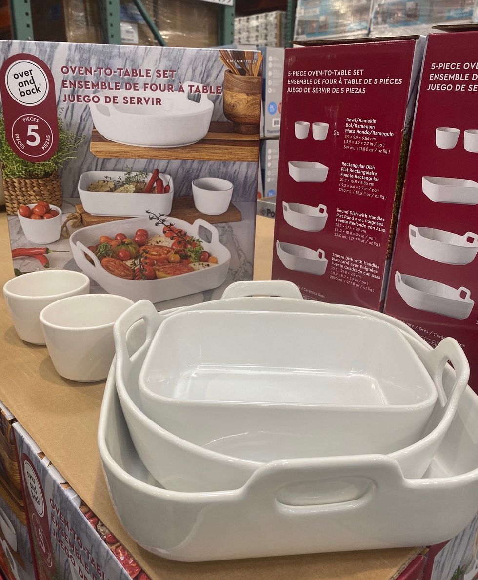 Oven-to-table cooking set at Costco.