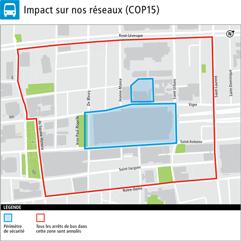 P\u00e9rim\u00e8tre de s\u00e9curit\u00e9 pour la COP 15.