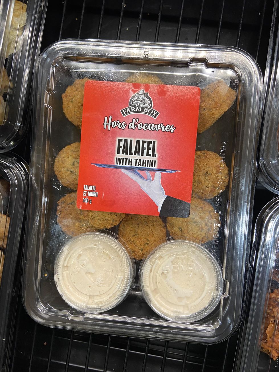 Package of Falafel with Tahini dip.