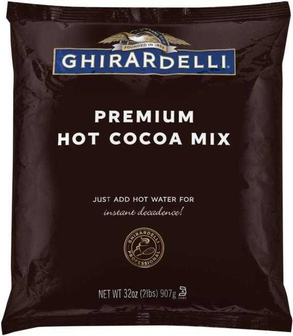 package of recalled Ghirardelli powdered hot cocoa mix