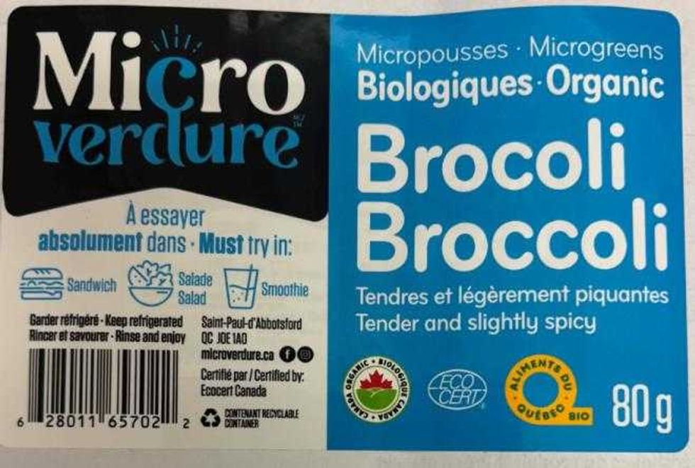 package of recalled Micro Verdure broccoli microgreens