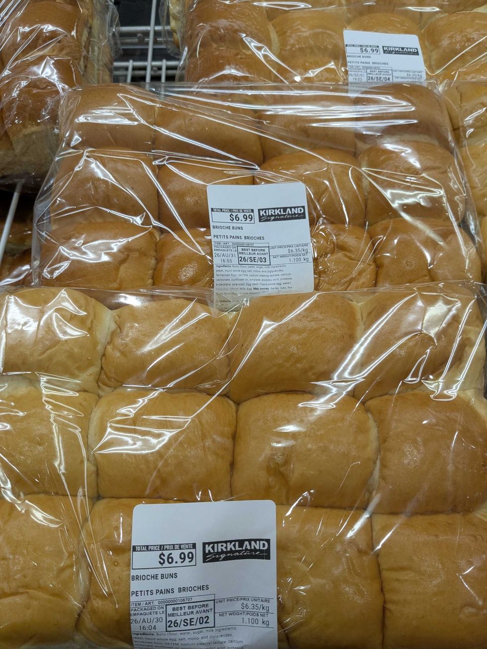 Packages of Costco brioche buns