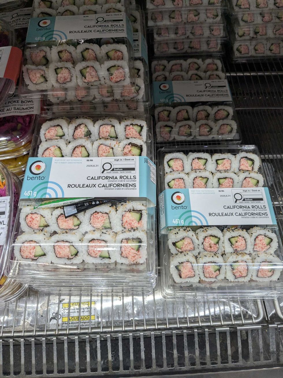 Packages of sushi rolls