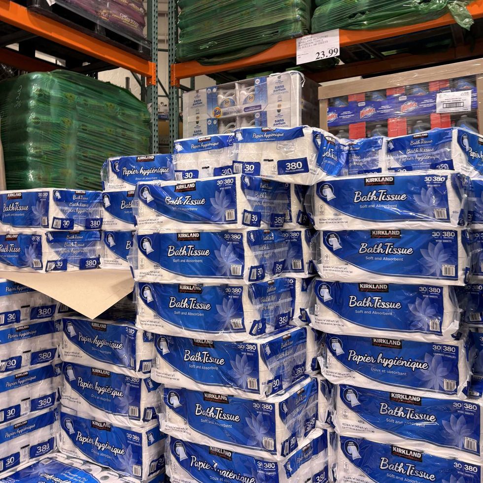 packs of Kirkland Signature toilet paper at costco