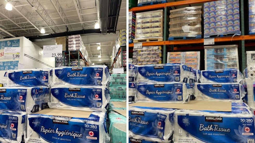packs of Kirkland Signature toilet paper in 2025 and 2023