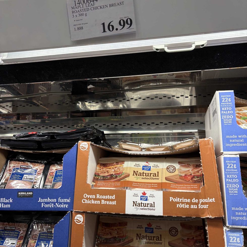 packs of \u200b\u200bMaple Leaf Natural Selections oven-roasted chicken breast at Costco