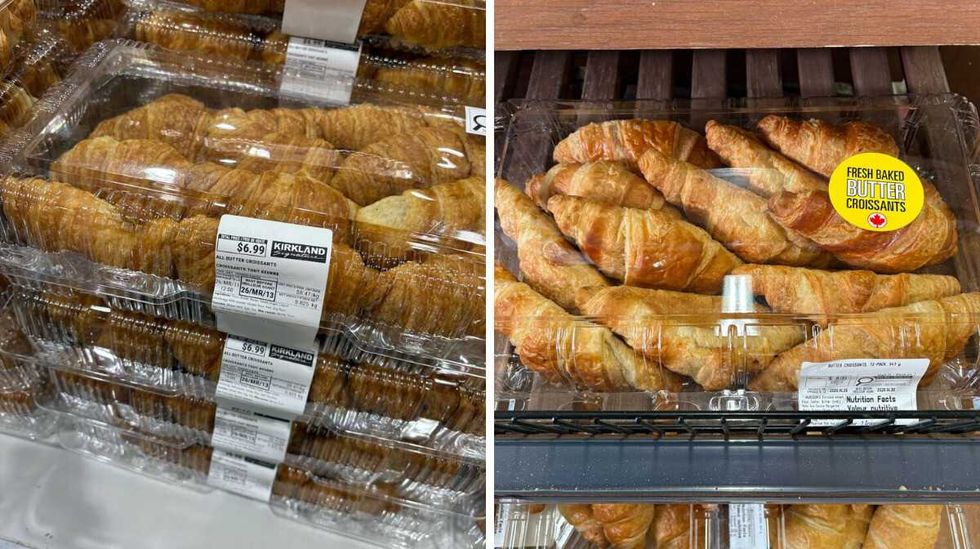 packs of \u200bcroissants at Costco. Right: pack of croissants at Loblaws