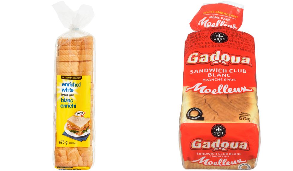 Pain blanc Sans Nom. Droite : Pain blanc Gadoua.