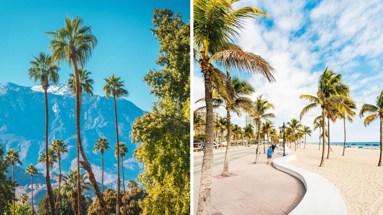 Palm Springs, California. Right: Fort Lauderdale Beach in Florida.