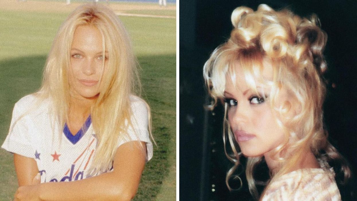 Pamela Anderson. Right: An old picture of Pamela Anderson.