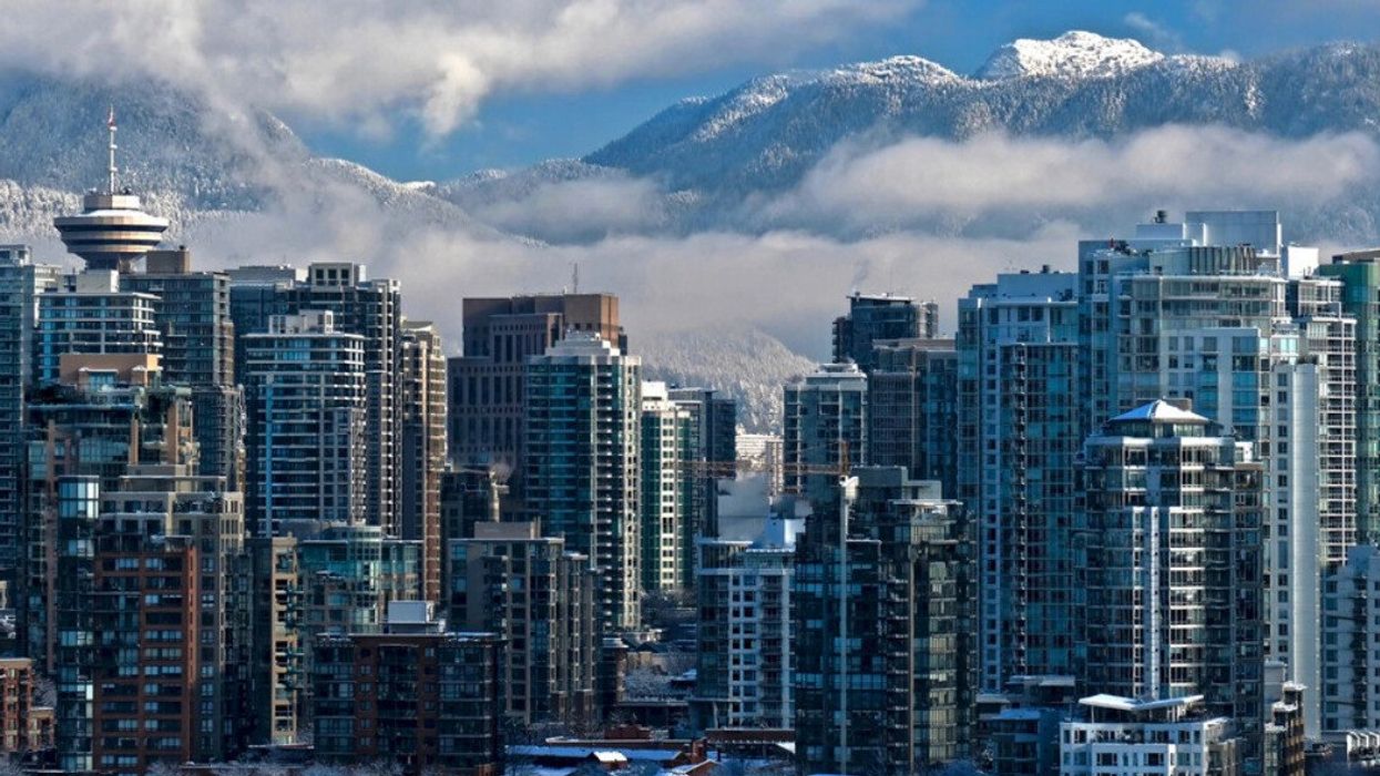 Panorama of Vancouver and Mount Seymour under now.