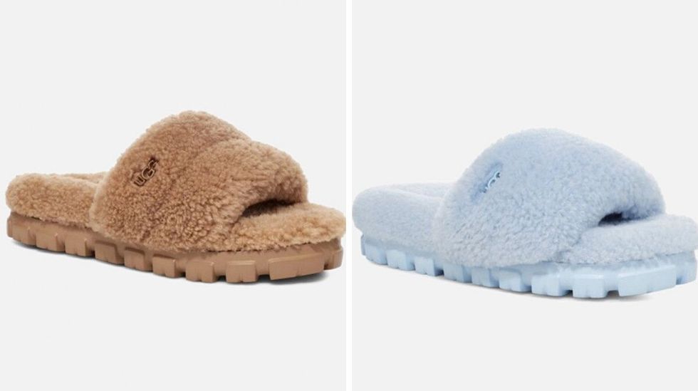 Pantoufles UGG boucl\u00e9es \u00ab Cozetta \u00bb \u00e0 52 % de rabais.