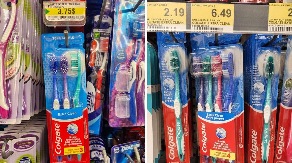 Paquet de trois ou quatre brosses \u00e0 dents souples Colgate Extra Clean.