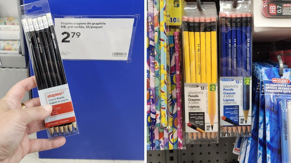 Paquets de 12 crayons de graphite \u00e0 mine.