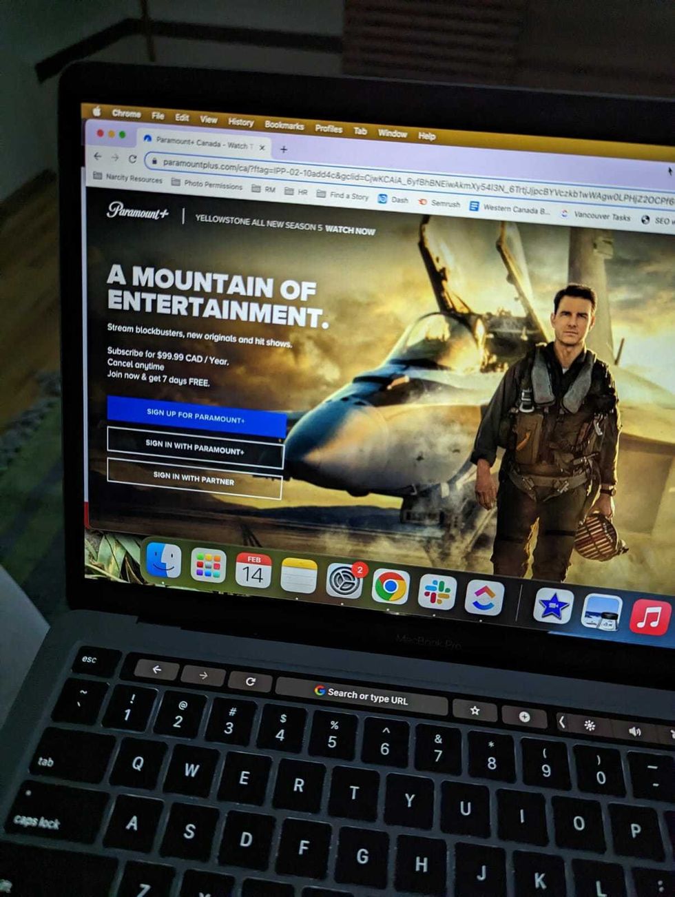 Paramount+ free trial screen