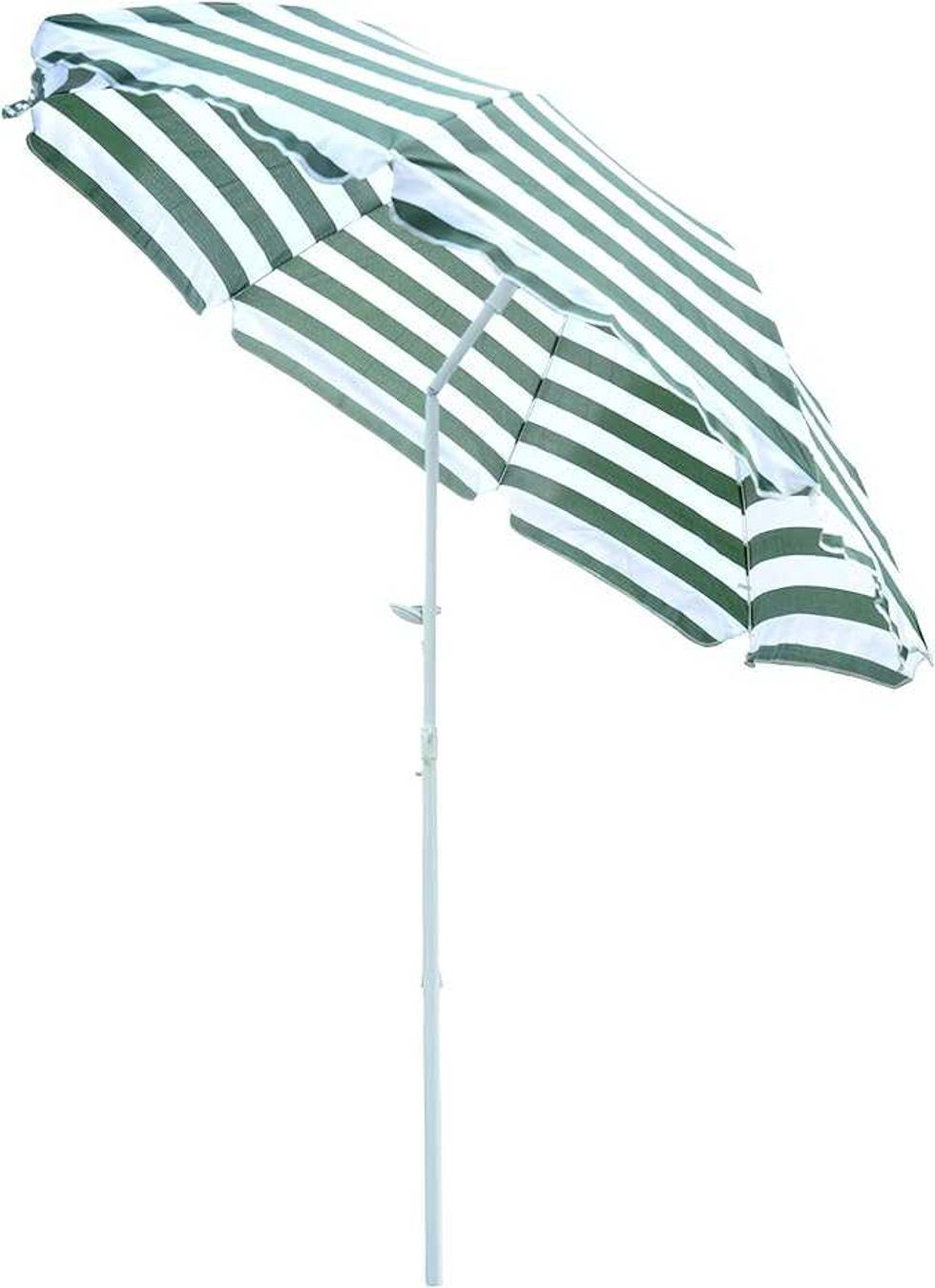 Parasol de plage rond 1,8 m vert ray\u00e9 avec inclinaison et protection UV sur le site d'Amazon.
