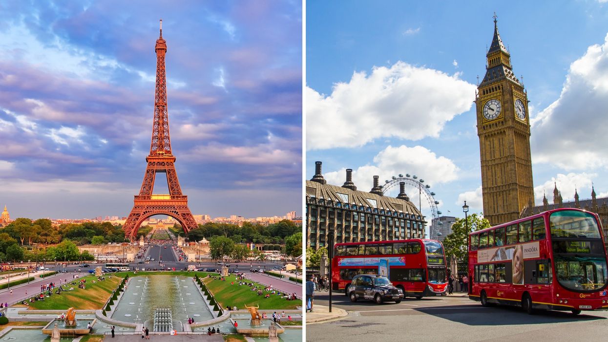 Paris. Droite : Big Ben à Londres.